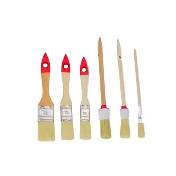 Набор кистей плоских искусственная щетина деревянная ручка Color Expert для красок на водной основе (6 шт.)