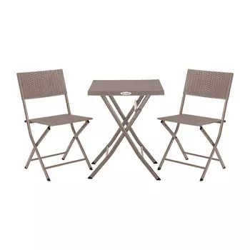 Набор садовой мебели складной пластиковый Элластик-Пласт Rattan Ola Dom антрацит стол и 2 стула