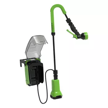 Насос аккумуляторный для полива из бочки Greenworks 24V G24SWP со шлангом 2 м и распылителем (3401007)