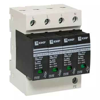 Ограничитель напряжения модульный EKF PROxima (OV12-31-506) T1-T2 275 В 12,5 А тип AC 4P