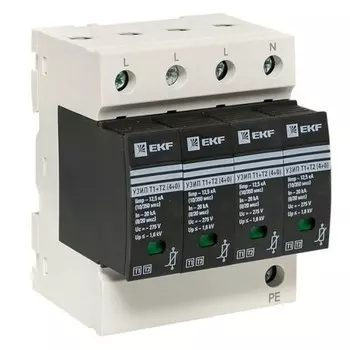 Ограничитель напряжения модульный EKF PROxima (OV12-4-504) T1-T2 275 В 20 А тип AC 4P