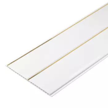 Панель ПВХ 240х3000х8 мм Кронапласт рейка двойная золото 0,72 кв.м