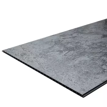 Панель ПВХ 375х2600х8 мм Venta бесшовная офсет камея черное серебро 0,975 кв.м