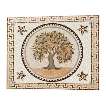 Панель стеновая закаленное стекло для кухни 600х500х4 мм греческая мозаика