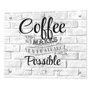 Панель стеновая закаленное стекло для кухни 600х500х4 мм кофейное меню