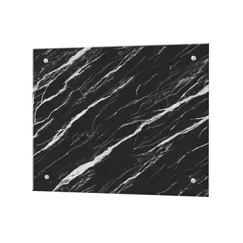 Панель стеновая закаленное стекло для кухни 500х600х4 мм черно-белый мрамор