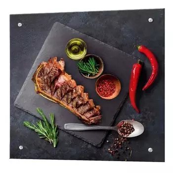 Панель стеновая закаленное стекло для кухни 600х600х4 мм рибай