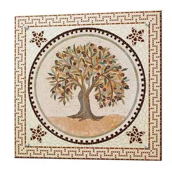 Панель стеновая закаленное стекло для кухни 600х600х4 мм греческая мозаика