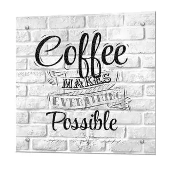 Панель стеновая закаленное стекло для кухни 600х600х4 мм кофейное меню