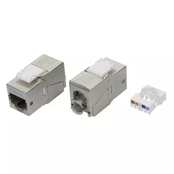 Переходник экранированный DKC Keystone 180 градусов RJ45 CAT6 STP серебристый (12 шт.) (RNK6F90TL)