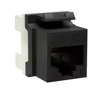Переходник неэкранированный DKC Keystone 180 градусов RJ45 CAT6 UTP черный (12 шт.) (RNK6U180BK)