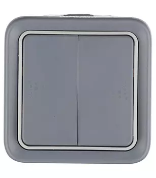Переключатель Legrand Plexo двухклавишный накладной серый (69715)