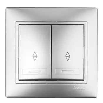 Переключатель с рамкой Lezard MIRA 701-1010-106 двухклавишный на 2 направления скрытая установка металл серый