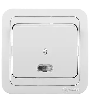 Переключатель Makel Mimoza одноклавишный встраиваемый белый с подсветкой (12025)