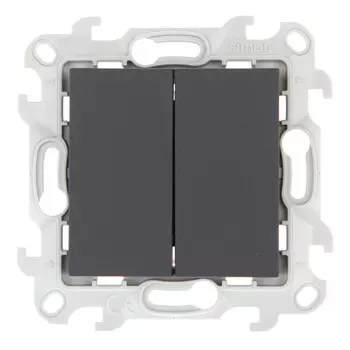 Переключатель Simon 24 Harmonie двухклавишный встраиваемый графит (2410397-038)