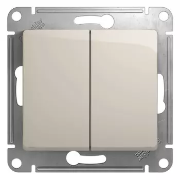 Переключатель Systeme Electric Glossa двухклавишный встраиваемый молочный (GSL000965)