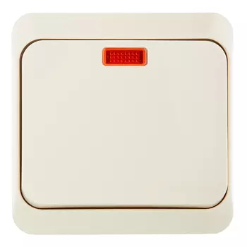 Переключатель Systeme Electric Этюд одноклавишный накладной кремовый с подсветкой (BA10-007K)