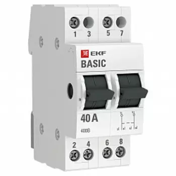 Трехпозиционный переключатель EKF Basic ТПС-63 2Р 40А 230 В на DIN-рейку (tps-2-40)