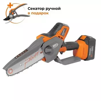 Пила цепная аккумуляторная Daewoo 21 В 8" шаг 1/4" паз 1,1 мм 48 звеньев Li-Ion 5Ач 1 АКБ и ЗУ (DACS 821Li SET)