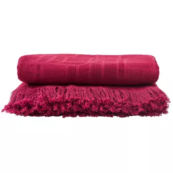 Плед 155х220 см Лен Наш Лабиринт полулен красный