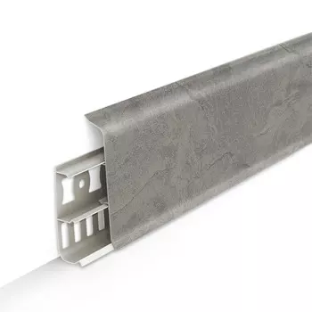 Плинтус ПВХ напольный Деконика 70 мм лофт светло-серый 2200 мм Г-профиль с кабель-каналом