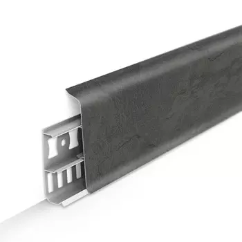 Плинтус ПВХ напольный Деконика 70 мм лофт серый 2200 мм Г-профиль с кабель-каналом