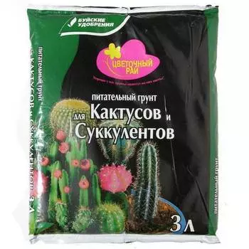 Почвогрунт Буйские удобрения Цветочный рай для кактусов и суккулентов 3 л