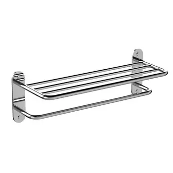 Полка для полотенец Haiba HB804 660х150 мм с дополнительной штангой на шуруп металл хром (541562)