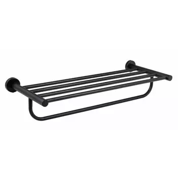 Полка для полотенец Zenfort 600х230 мм с дополнительной штангой на шуруп металл черный (180066)