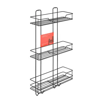 Полка для ванной ЧМЗ Лофт трехъярусная 356х115х638 мм металл черная (513-003-01)
