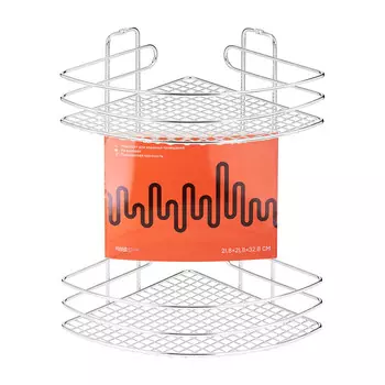 Полка для ванной ЧМЗ угловая двухъярусная 218х218х328 мм металл хром (501-005-09)