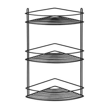 Полка для ванной ЧМЗ угловая трехъярусная 222х222х474 мм металл черная (501-006-09)