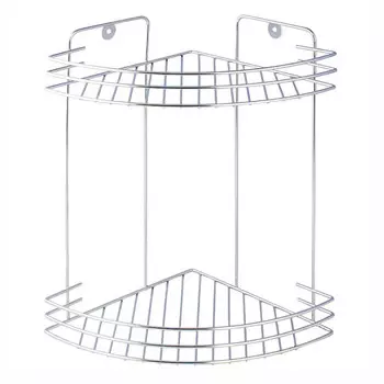 Полка для ванной Delphinium угловая двухъярусная 190х260х300 мм металл хром (101021)