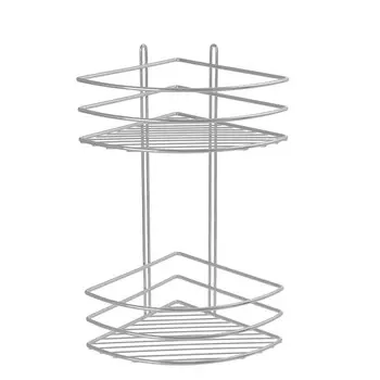 Полка для ванной Fixsen Муар угловая двухъярусная 275х200х380 мм металл серая (710-2)