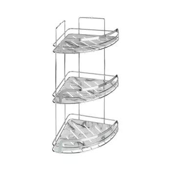 Полка для ванной Fora Marble угловая трехъярусная 260х115х490 мм металл/пластик хром/мрамор (FOR-MAR03-U)