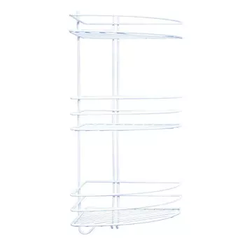 Полка для ванной Металаксон Drop угловая трехъярусная с крючками 200х200х585 мм металл белая (48991-3БМ)