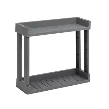 Полка для ванной Violet Vikea двухъярусная с крючками 395х130х345 мм пластик серая (789218)