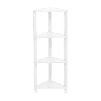 Полка для ванной Violet Vikea угловая четырехъярусная с крючками 365х260х980 мм пластик белая (787406)