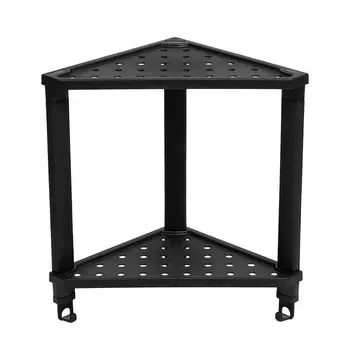 Полка для ванной Violet Vikea угловая двухъярусная с крючками 365х130х380 мм пластик черная (787207)