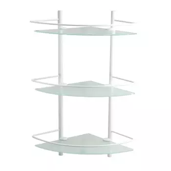 Полка для ванной WasserKraft Kammel K-8300WHITE угловая трехъярусная 305х305х610 мм стекло/металл белая (K-3133W)