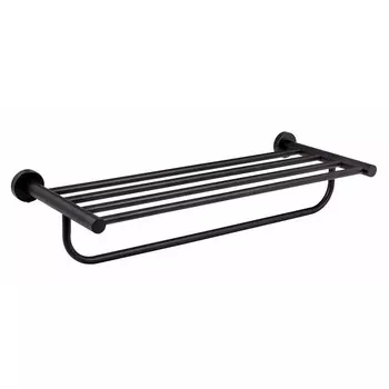 Полка для ванной Zenfort с полотенцедержателем 600х230х120 мм металл черная (180066)