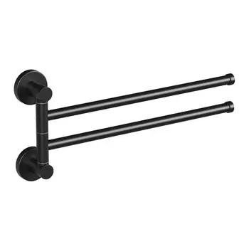 Полотенцедержатель Haiba HB8712 375 мм двойной поворотный на шуруп металл черный (550609)