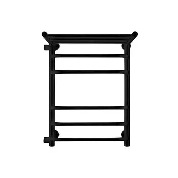 Полотенцесушитель водяной Indigo Brace 600х400 мм лесенка с боковым подключением 500 мм слева с полкой черный муар