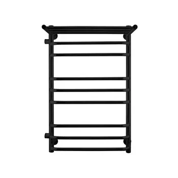 Полотенцесушитель водяной Indigo Brace 800х500 мм лесенка с боковым подключением 600 мм слева с полкой черный муар