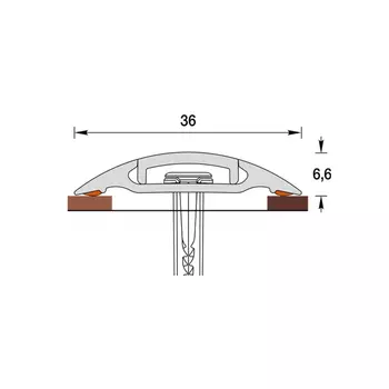 Порог пластиковый одноуровневый стык 36х900 мм ясень серый с монтажным каналом