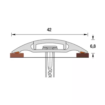 Порог пластиковый одноуровневый стык 42х900 мм каштан с монтажным каналом