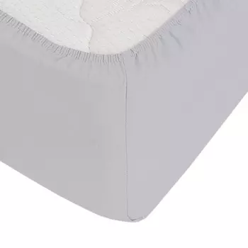 Простыня на резинке 160х200х30 см сатин серая Lorikeet Solo