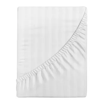 Простыня на резинке 200х200х25 см страйп-сатин белая Verossa Stripe
