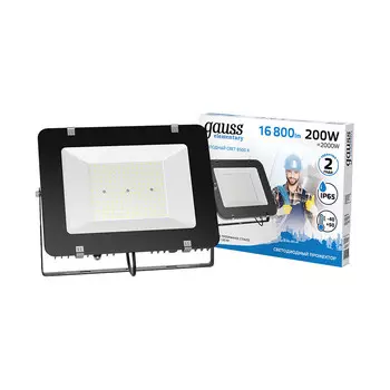 Прожектор cветодиодный Gauss Elementary 6500К 200 Вт IP65 черный