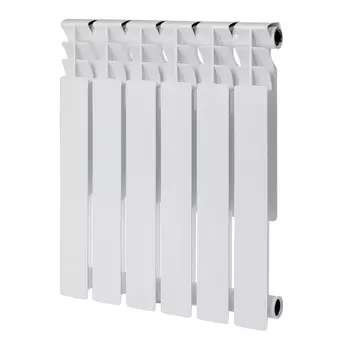 Радиатор биметаллический КМ 500 мм 6 секций 1" боковое подключение белый